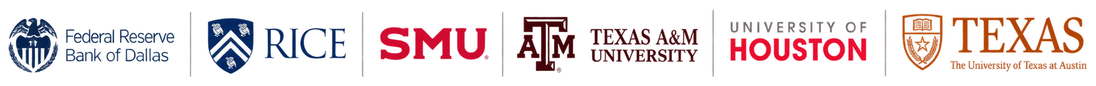 Federal Reserve Bank of Dallas, Rice University, Southern Methodist University, Texas A&M University, University of Houston, The University of Texas at Austin